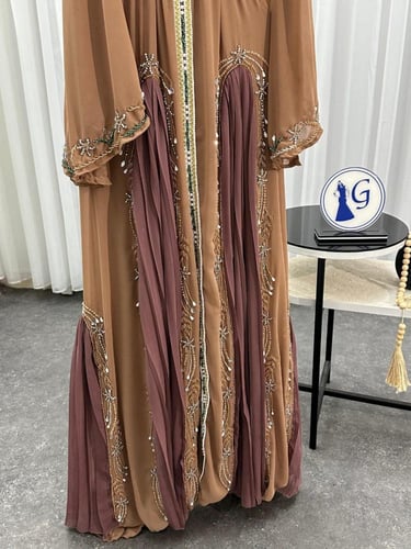 فستان شيفون جورجت مطرز يدوي فاخر