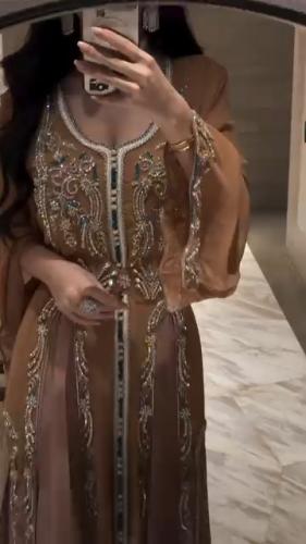 فستان شيفون جورجت مطرز يدوي فاخر