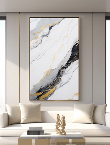 لوحة ديكور جدارية رخام مذهب كانفاس تجريدية