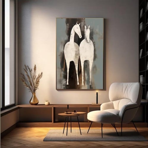 لوحات فنية الخيل مطبوعة على قماش الكانفس موديل ( 2...