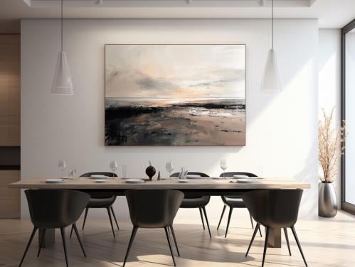 لوحات فنية تجريدي مطبوعة على قماش الكانفس موديل (...