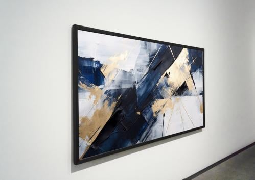 لوحة ديكور جدارية نيلي مذهب كانفاس تجريدية