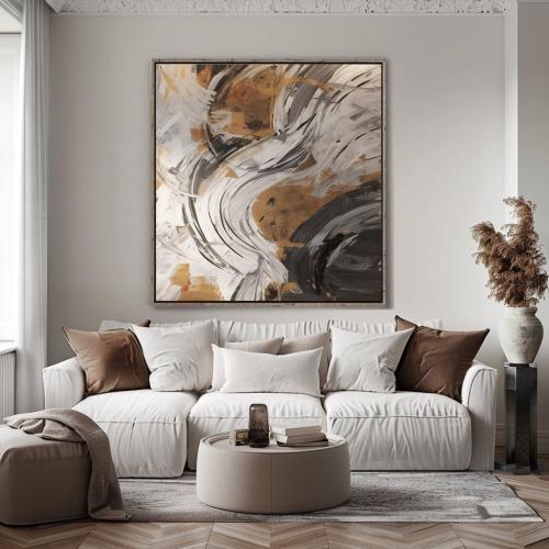 لوحة ديكور للحائط تجريد رمادي كانفاس تجريدية