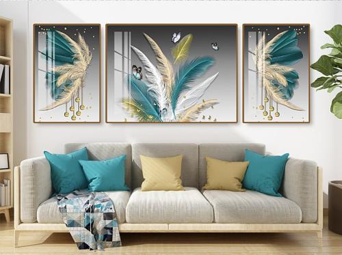 لوحة ديكور جدارية ريش فيروزي كانفاس تجريدية