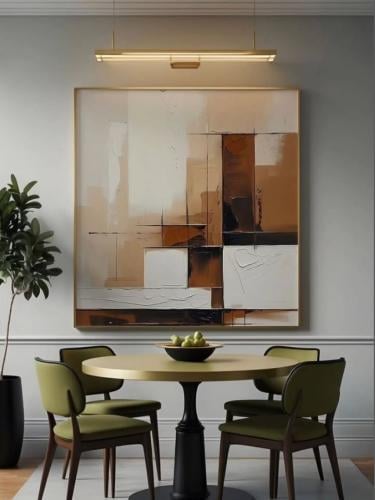 لوحة تجريدية فاخرة بأسلوب حديث تعتمد على تداخل طبق...