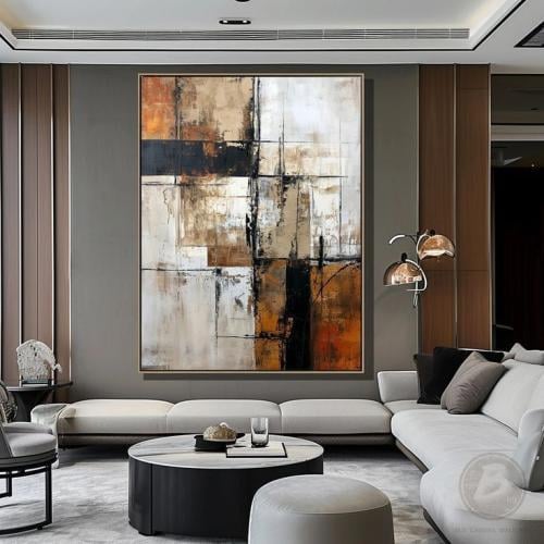 لوحة ديكور جدارية أبعاد نحاسية كانفاس تجريدية