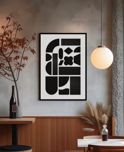 لوحة ديكور للحائط أيقونات هندسية كانفاس تجريدية