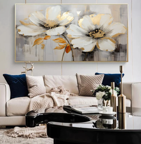 لوحات فنية تجريدي مطبوعة على قماش الكانفس موديل (...