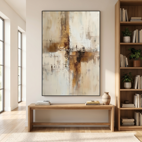 A luxurious abstract painting weaves a harmonious...