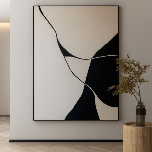 لوحة ديكور جدارية انسياب أسود كانفاس تجريدية