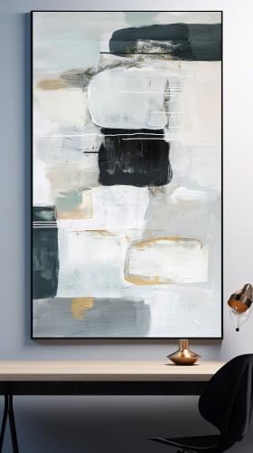 لوحة ديكور جدارية أطياف كريمية كانفاس تجريدية