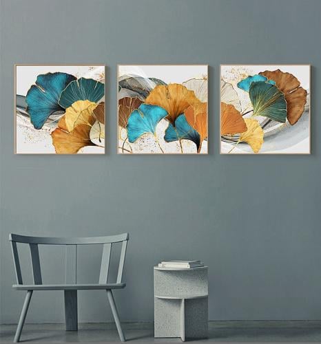 طقم لوحات ديكور للحائط أصالة الجينكو كانفاس تجريدي...