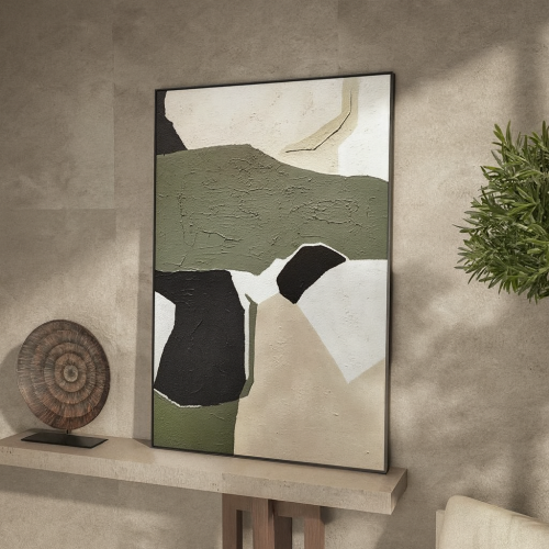 لوحة ديكور للحائط تكوين زيتوني كانفاس تجريدية