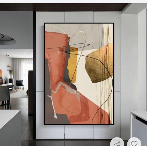 لوحة ديكور جدارية وهج مرجاني كانفاس تجريدية