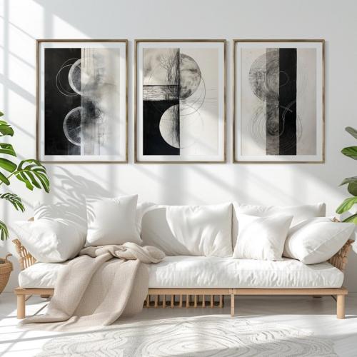 لوحات فنية تجريدية مطبوعة على قماش الكانفس موديل (...