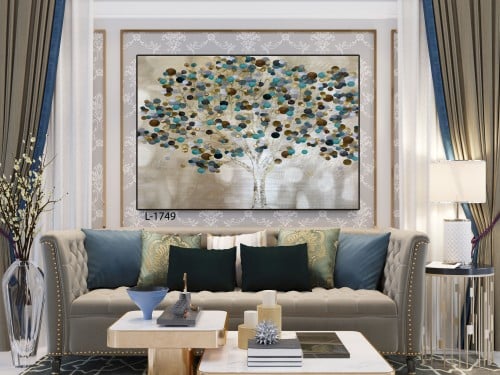 لوحات فنية تجريدي مطبوعة على قماش الكانفس موديل (...