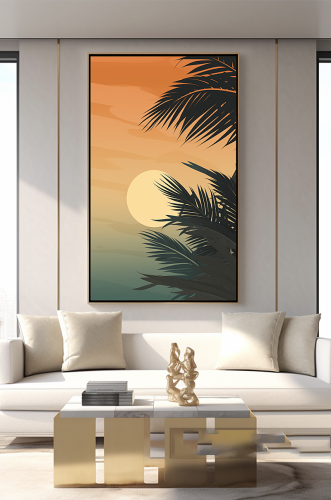 لوحات فنية غروب الشمس خيل على قماش الكانفس موديل (...