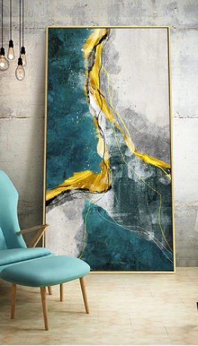 لوحات فنية تجريدي مطبوعة على قماش الكانفس موديل (...