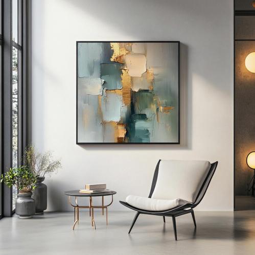 لوحات فنية تجريدي مطبوعة على قماش الكانفس موديل (...