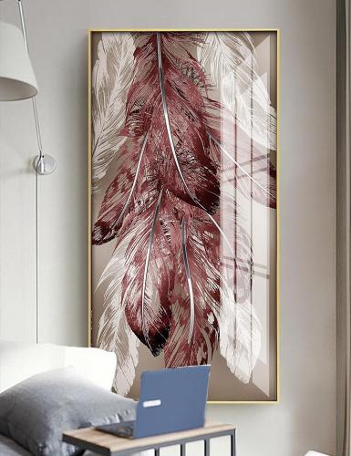 لوحة ديكور جدارية ريشة وردية كانفاس تجريدية