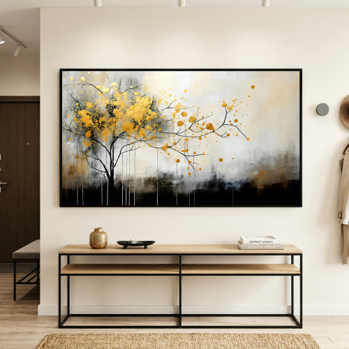 A modern artistic painting depicting a shining tre...
