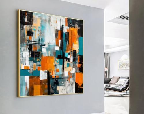 لوحات فنية تجريدي مطبوعة على قماش الكانفس موديل (...
