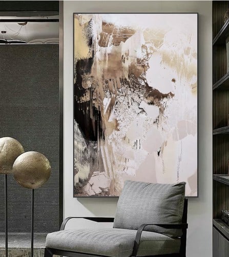 لوحات فنية تجريدي مطبوعة على قماش الكانفس موديل (...
