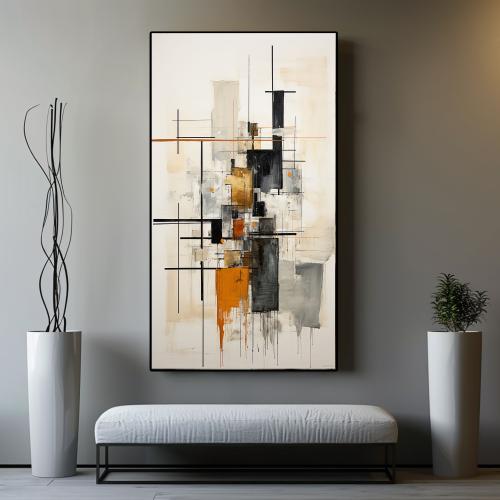 لوحة ديكور جدراية إيقاع المدن كانفاس تجريدية
