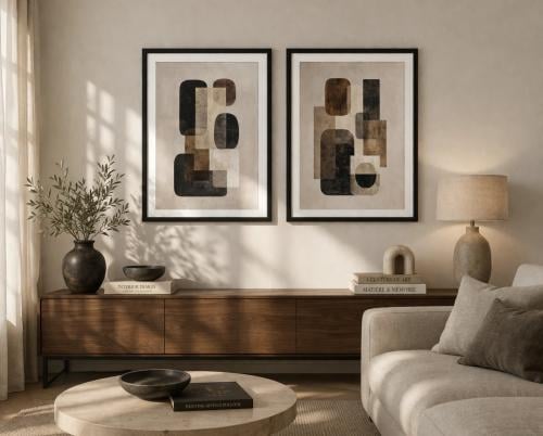A sophisticated abstract art set with a modern geo...