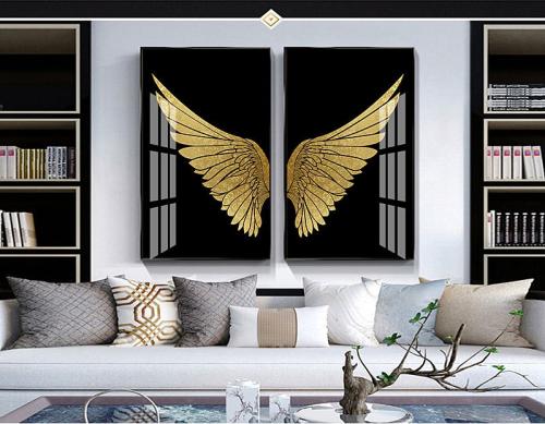 طقم لوحات جدارية أجنحة الشموخ كانفاس تجريدية