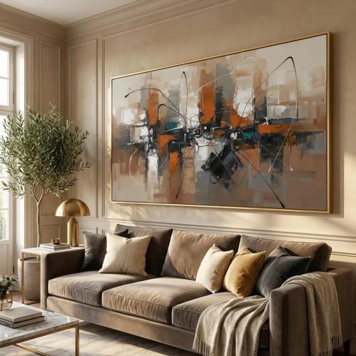 A modern abstract painting pulsating with luxury a...