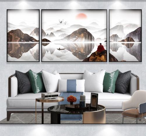 طقم لوحات ديكور للحائط خلوة الجبال كانفاس تجريدية