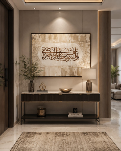 تجسد هذه اللوحة جمال الخط العربي في تناغم راقٍ مع...