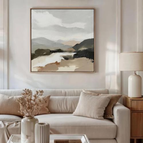 لوحات فنية تجريدي مطبوعة على قماش الكانفس موديل (...