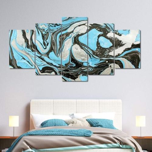 طقم لوحات ديكور جدارية انسياب بحري كانفاس تجريدية