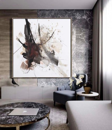 لوحات فنية تجريدي مطبوعة على قماش الكانفس موديل (...