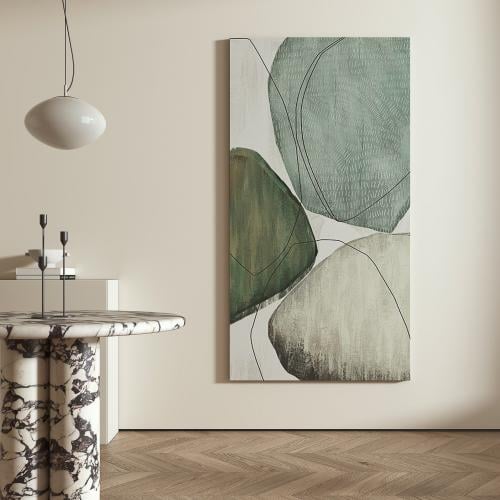 لوحة ديكور للحائط حصى زمردي كانفاس تجريدية