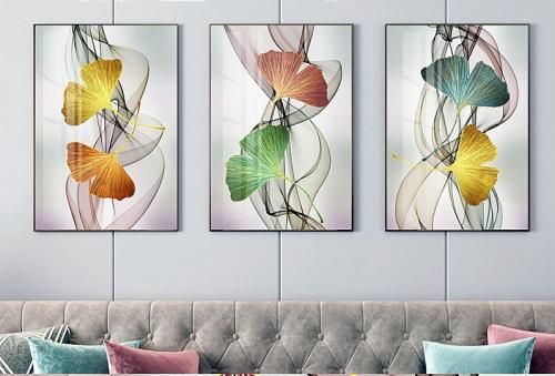 طقم لوحات ديكور للحائط أطياف الجينكو كانفاس تجريدي...