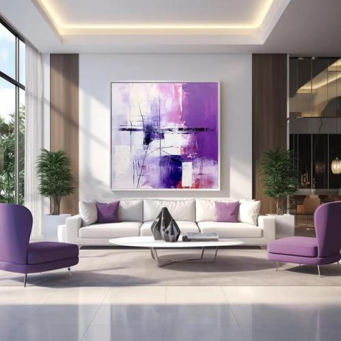 لوحات فنية تجريدي مطبوعة على قماش الكانفس موديل (...