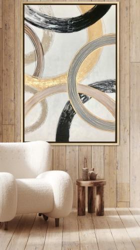 لوحة ديكور جدارية مدارات الذهب كانفاس تجريدية