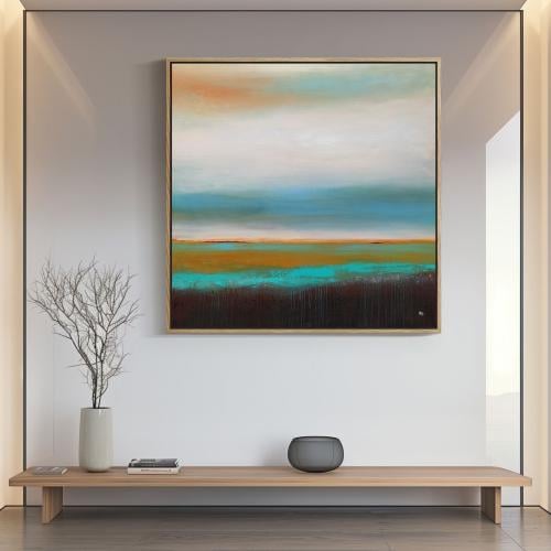 لوحات فنية تجريدي مطبوعة على قماش الكانفس موديل (...