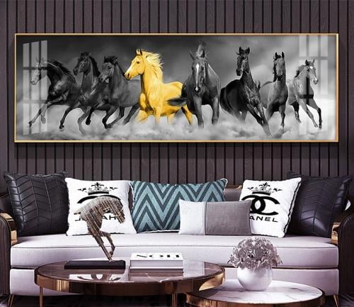 لوحات فنية ثمانية خيول مطبوعة قماش الكانفس موديل (...