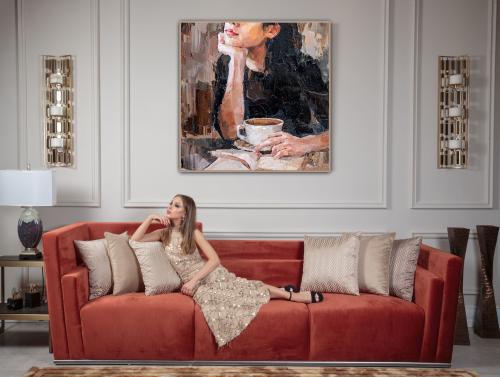 لوحات فنية تجريدي مطبوعة على قماش الكانفس موديل (...