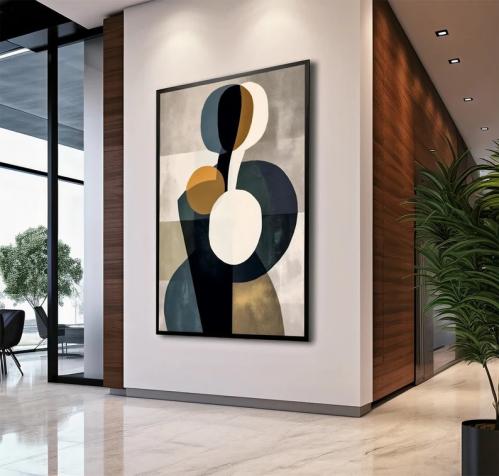 لوحة ديكور جدراية تآلف الأشكال كانفاس تجريدية