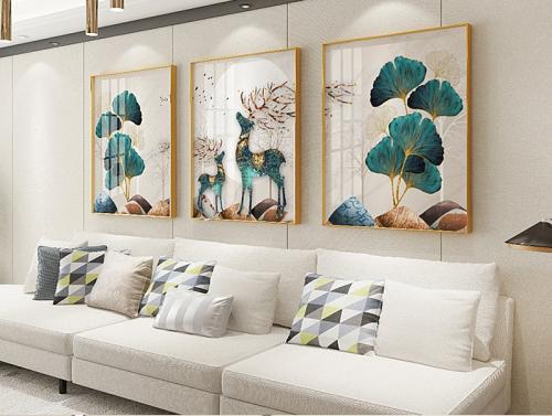 طقم لوحات ديكور للحائط غزال مذهب كانفاس تجريدية