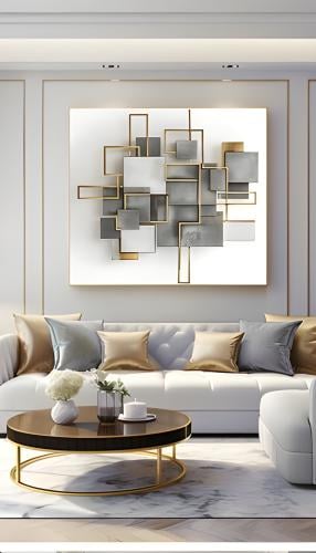 لوحات فنية تجريدي مطبوعة على قماش الكانفس موديل (...