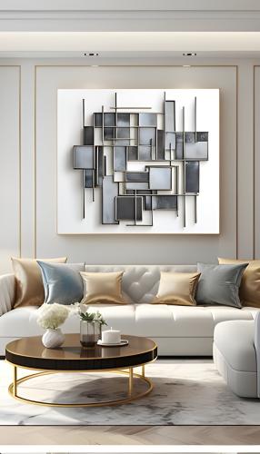 لوحات فنية تجريدي مطبوعة على قماش الكانفس موديل (...