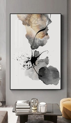 لوحات فنية تجريدي مطبوعة على قماش الكانفس موديل (...