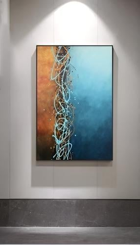 لوحة ديكور جدارية شرارة زرقاء كانفاس تجريدية