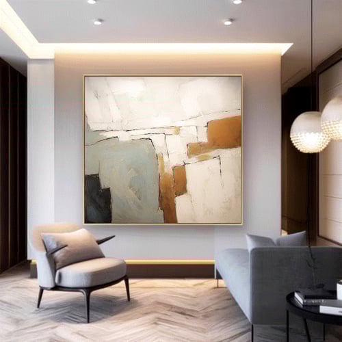 لوحات فنية تجريدي مطبوعة على قماش الكانفس موديل (...